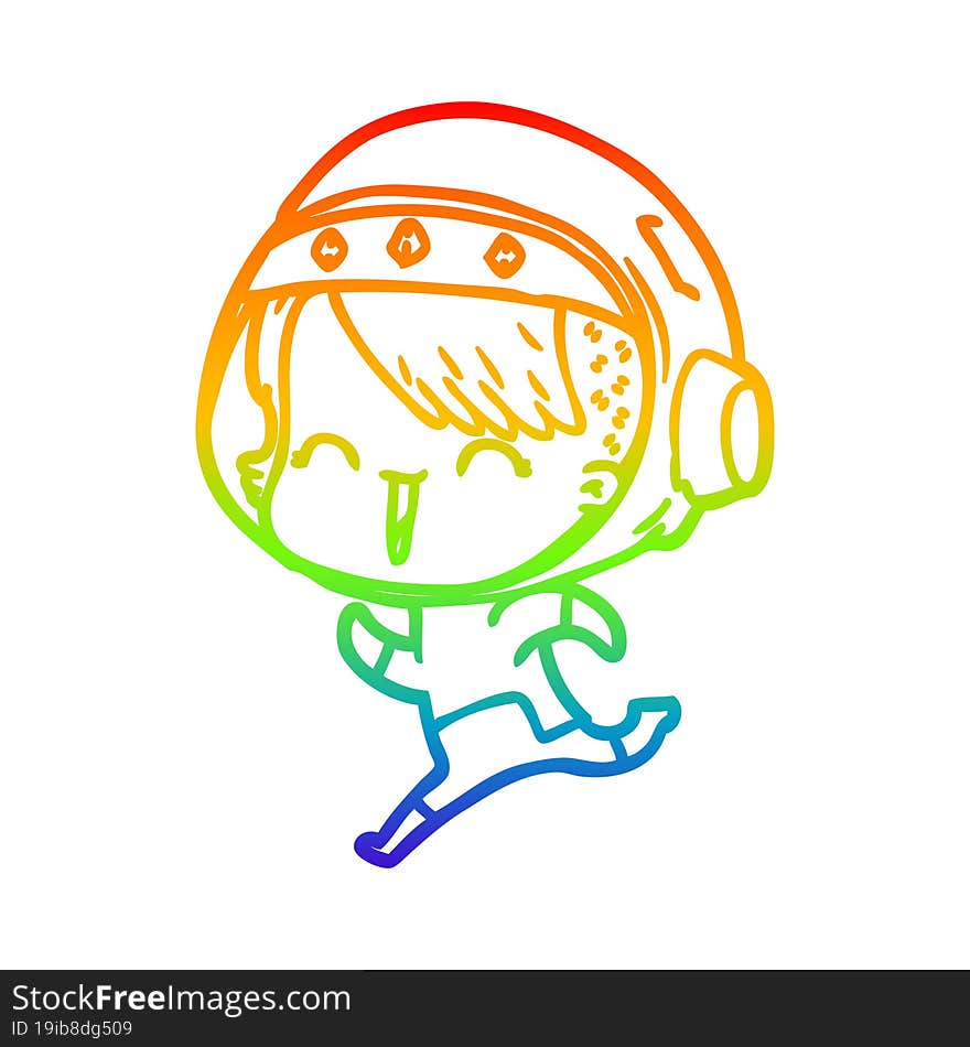 rainbow gradient line drawing happy cartoon space girl