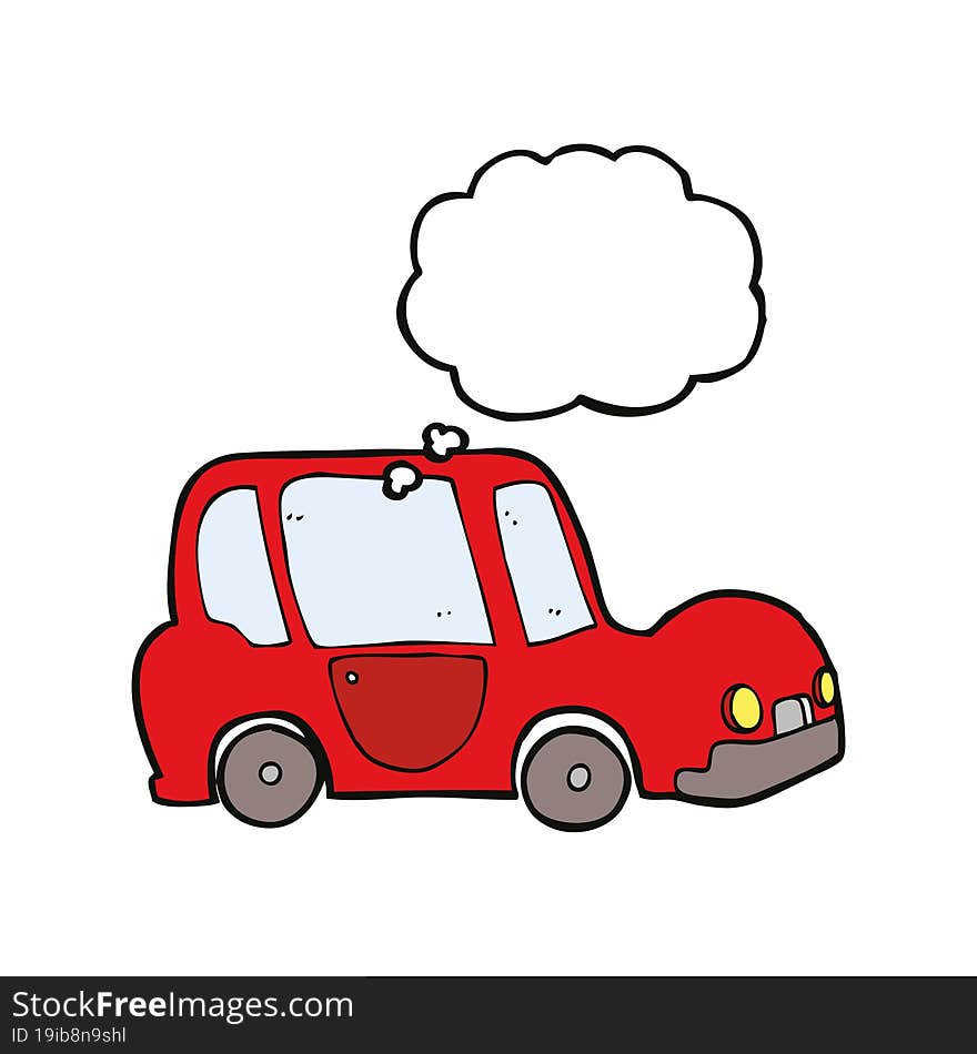 cartoon car with thought bubble