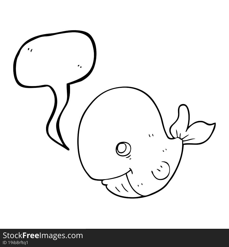 freehand drawn speech bubble cartoon happy whale