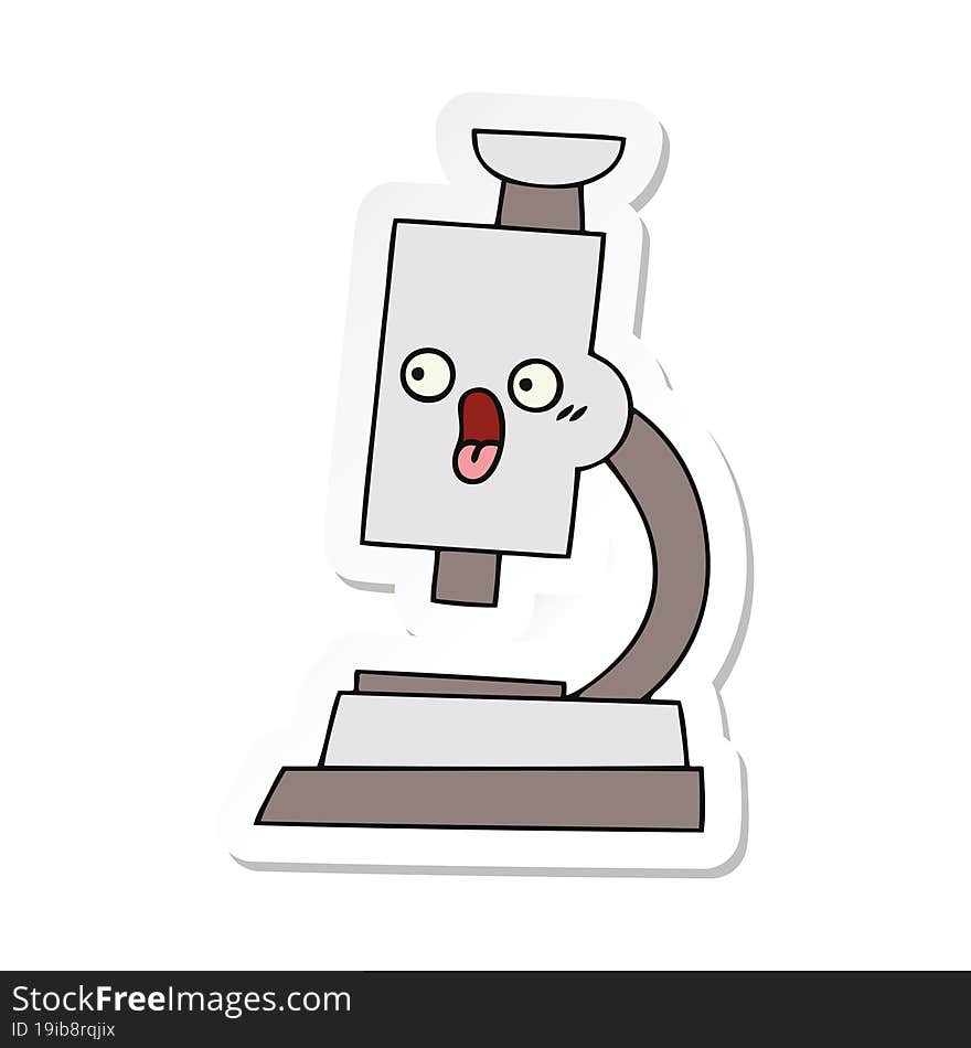 Sticker Of A Cute Cartoon Microscope