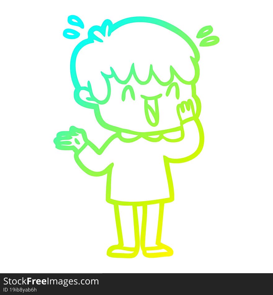 cold gradient line drawing cartoon laughing boy