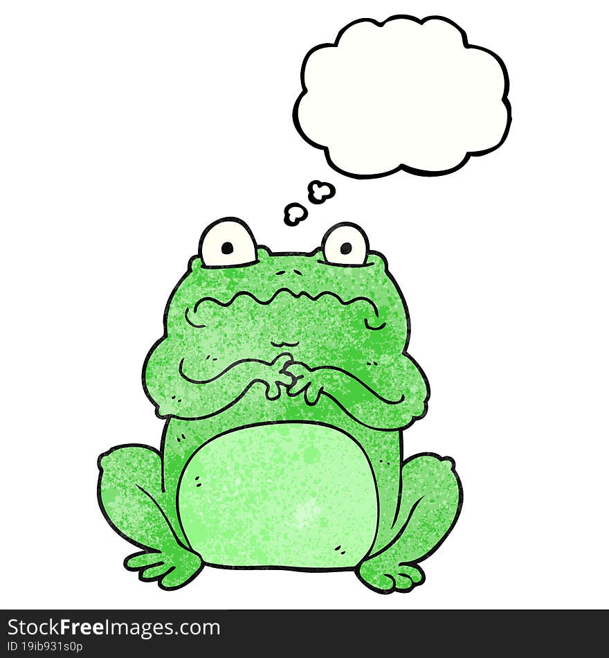 freehand drawn thought bubble textured cartoon funny frog