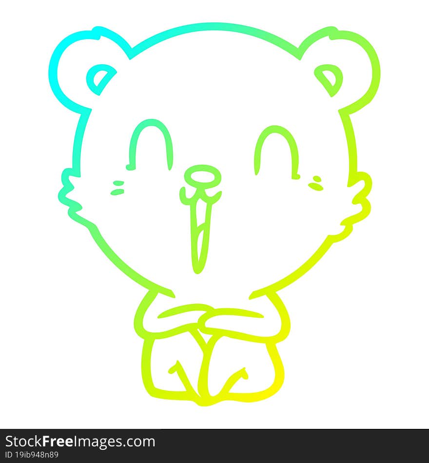 cold gradient line drawing happy cartoon polar bear