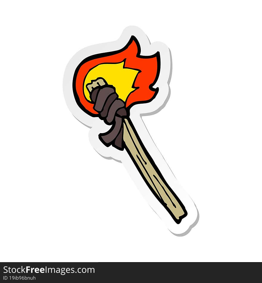 Sticker Of A Cartoon Burning Torch