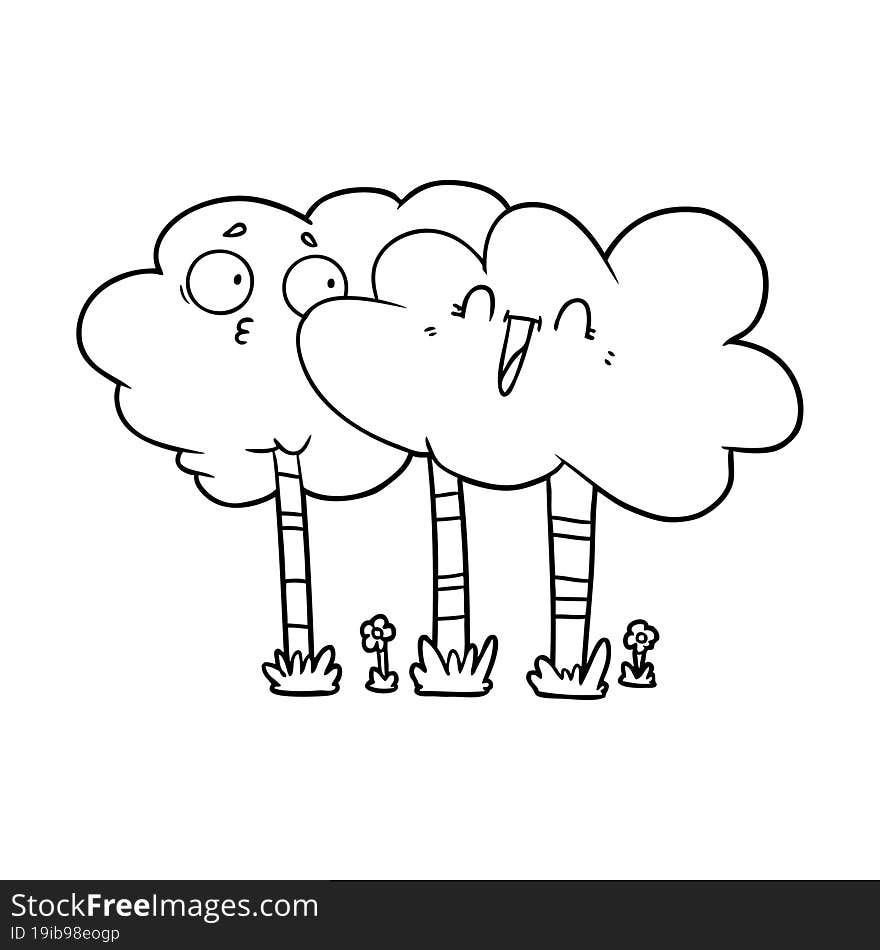 cartoon trees with faces. cartoon trees with faces