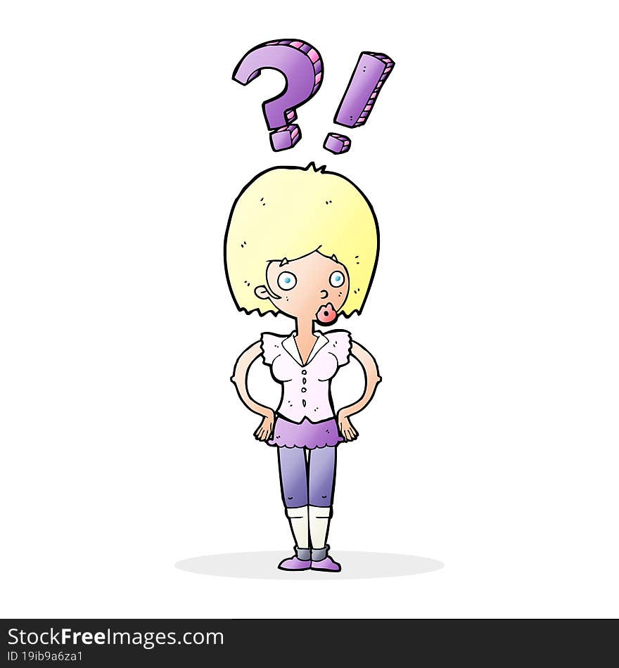 cartoon woman asking question