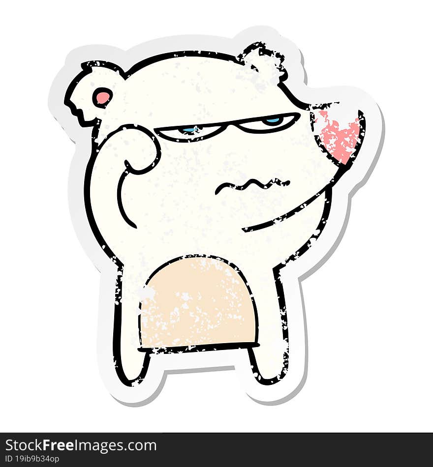 Distressed Sticker Of A Angry Bear Polar Cartoon