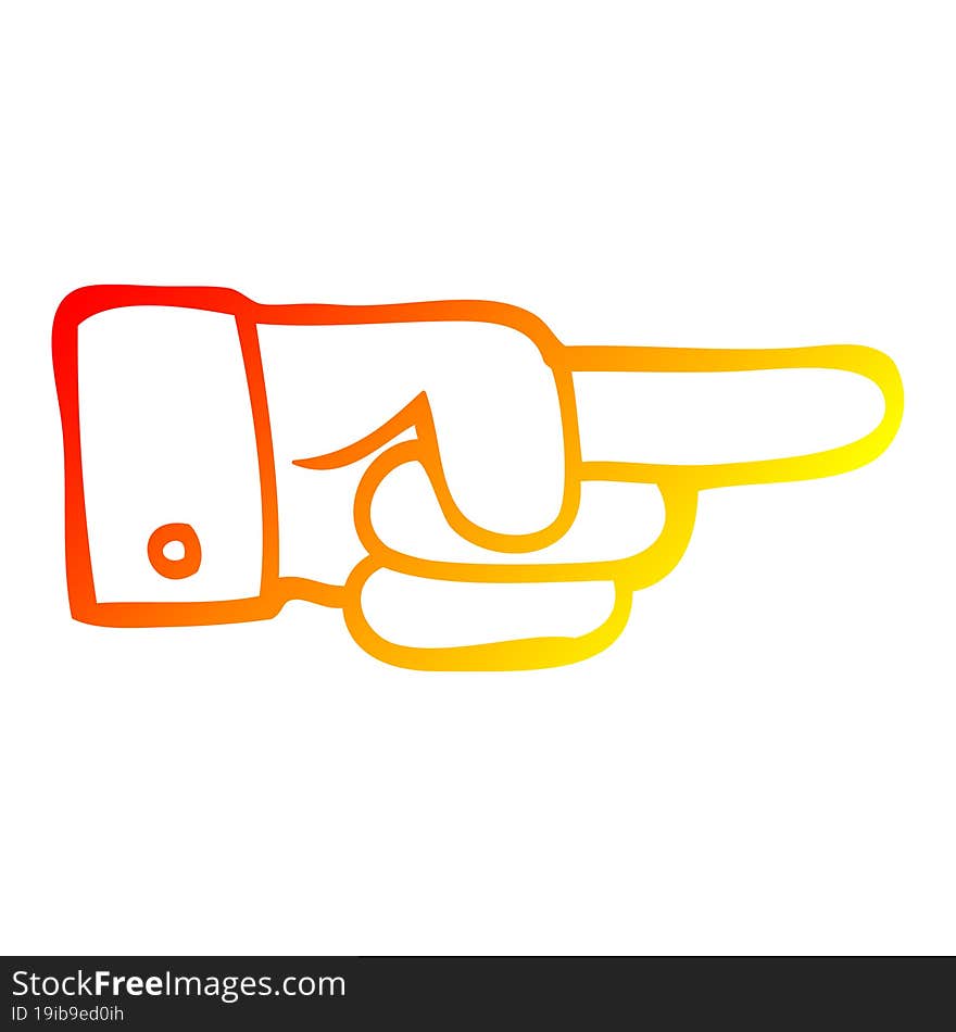 warm gradient line drawing of a cartoon pointing hand