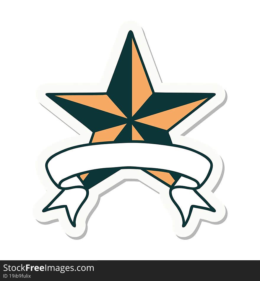 Tattoo Sticker With Banner Of A Star