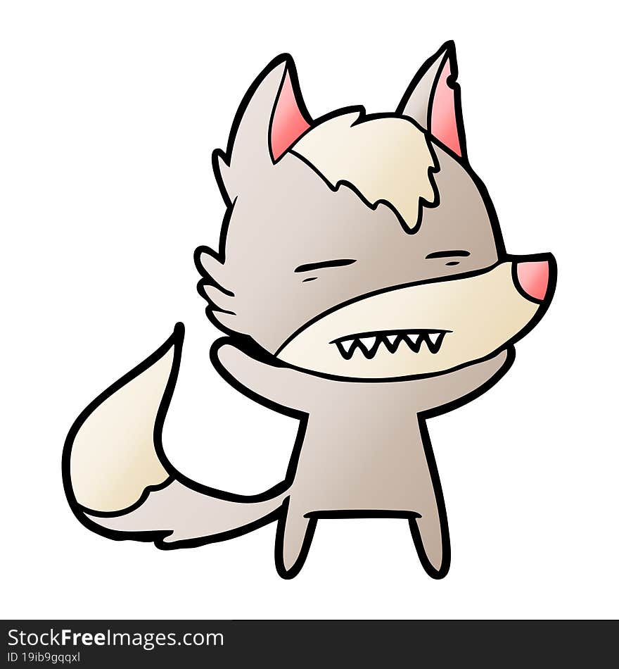 cartoon wolf showing teeth. cartoon wolf showing teeth