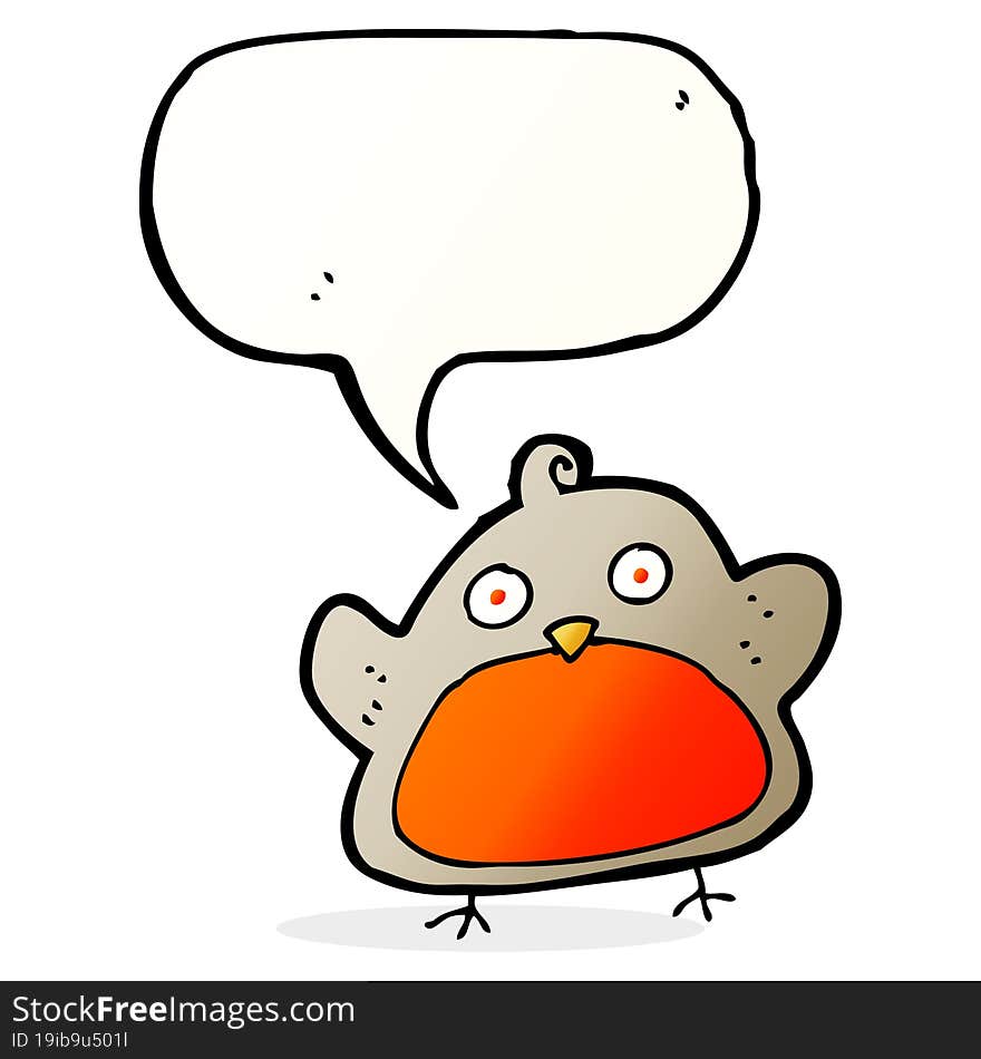 cartoon christmas robin with speech bubble