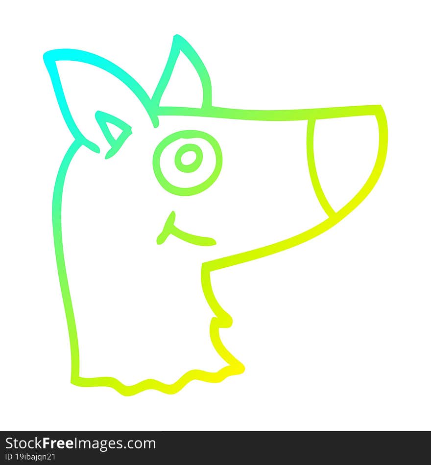 cold gradient line drawing cartoon happy dog