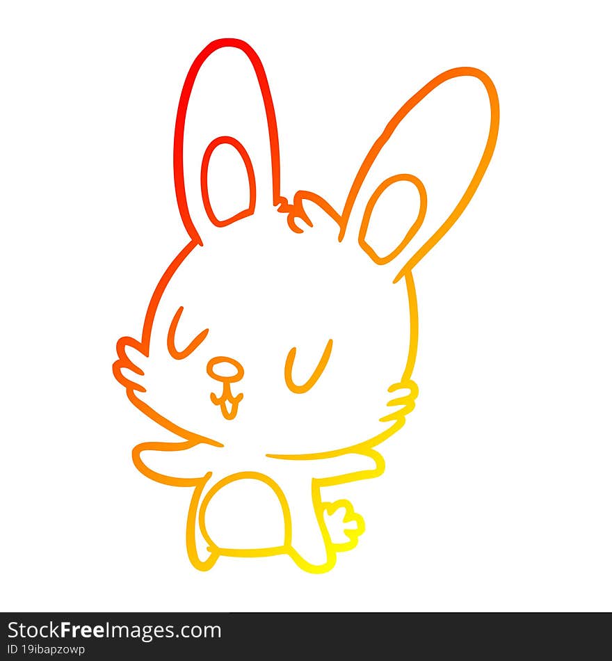 warm gradient line drawing of a cute rabbit