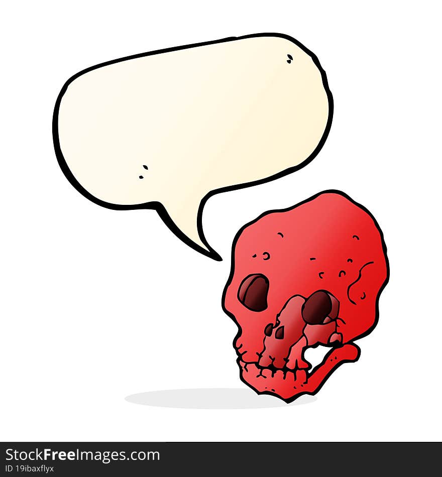 cartoon spooky skull with speech bubble