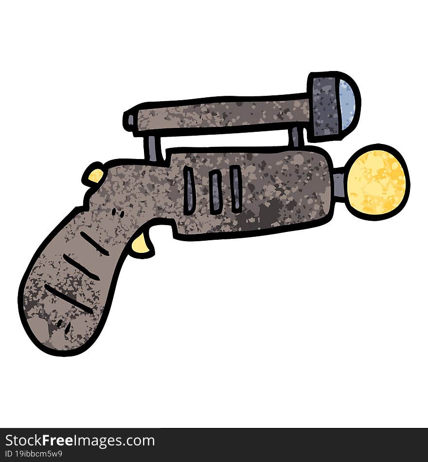 Grunge Textured Illustration Cartoon Ray Gun