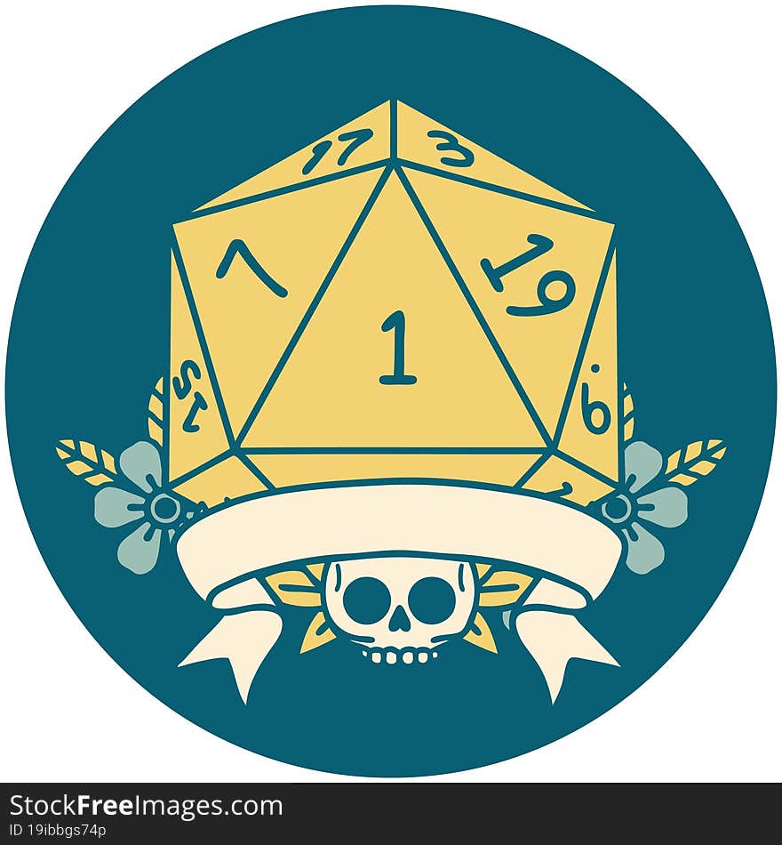 natural one d20 dice roll illustration