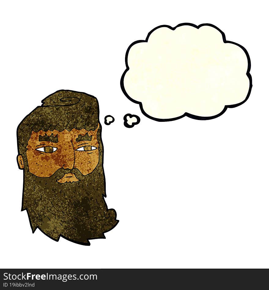 cartoon bearded man with thought bubble