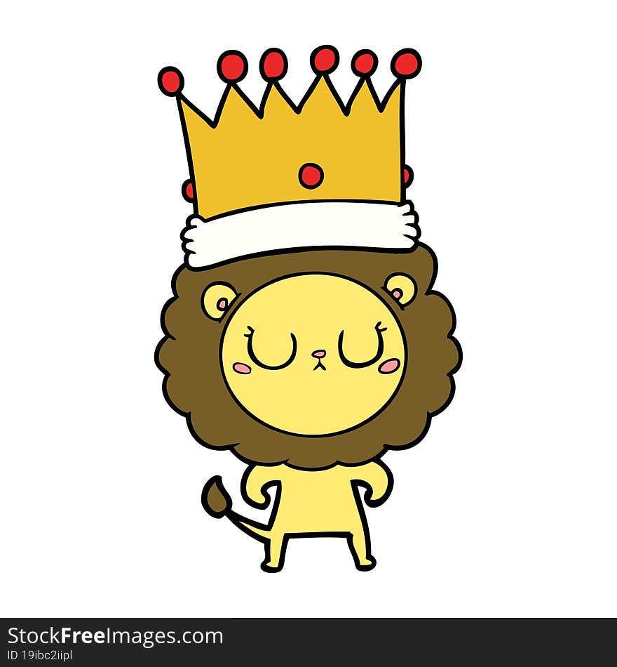 cartoon lion with crown. cartoon lion with crown