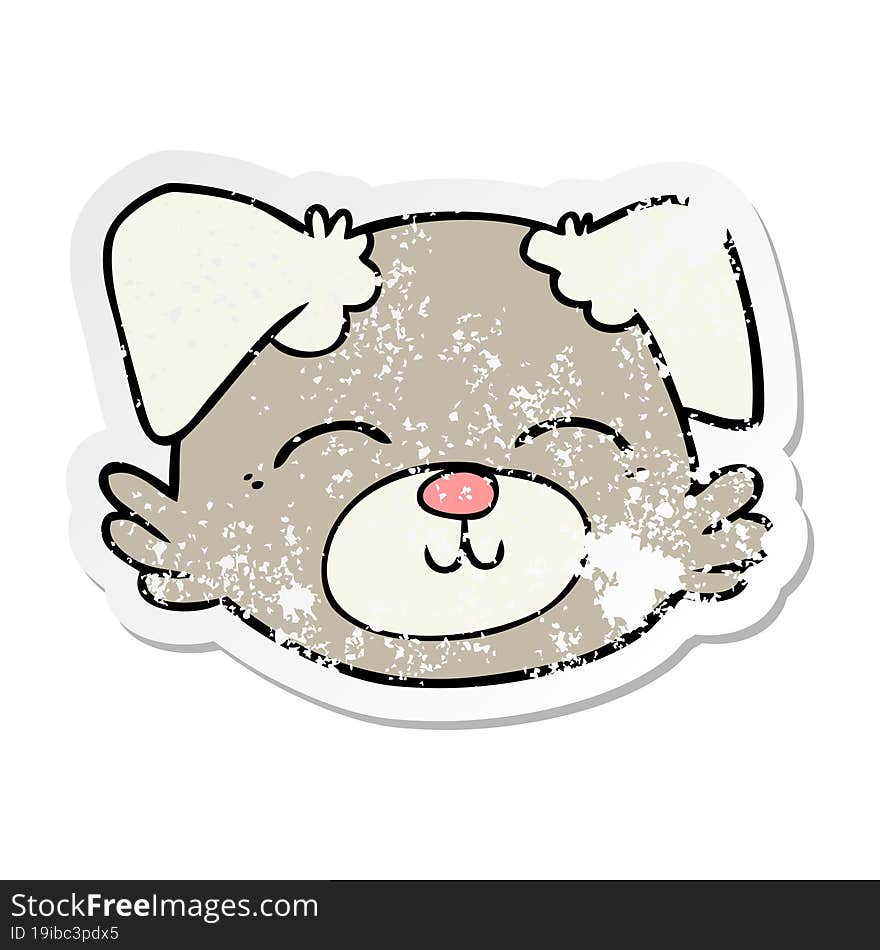 Distressed Sticker Of A Cartoon Dog Face