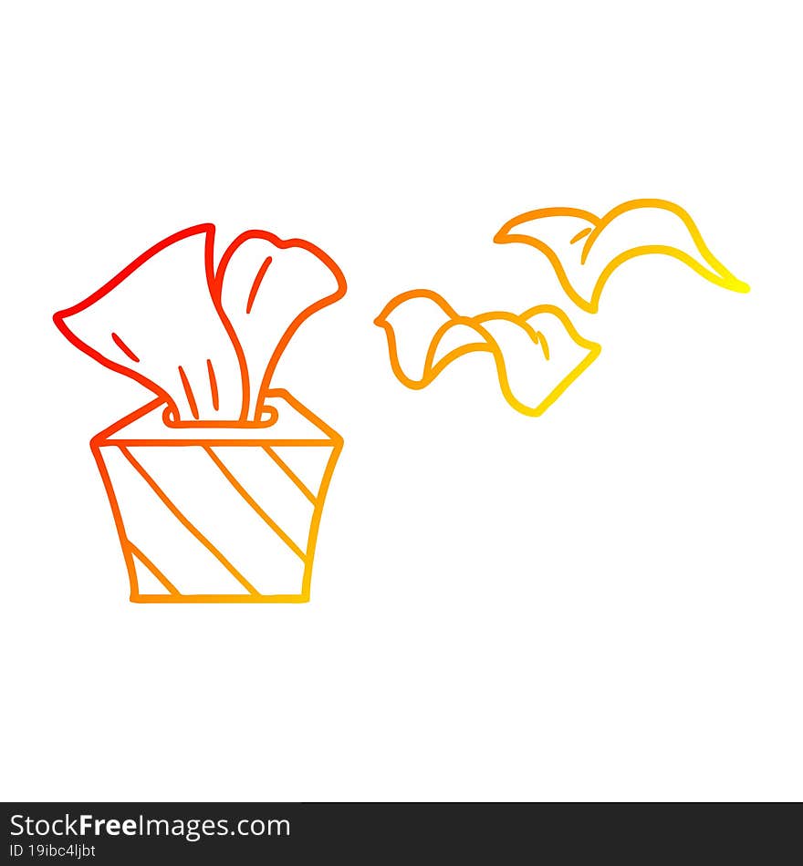 warm gradient line drawing cartoon box of tissues