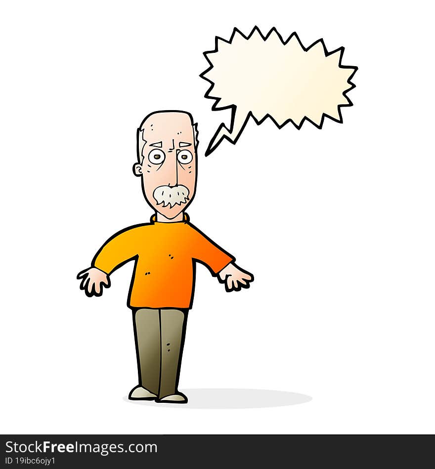 Cartoon Annoyed Old Man With Speech Bubble