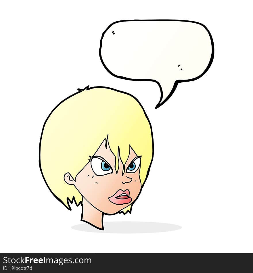 cartoon annoyed woman with speech bubble