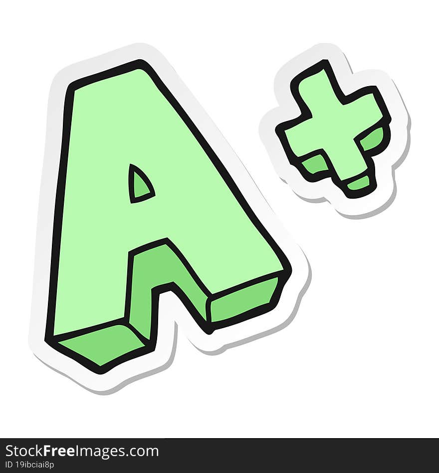 Sticker Of A Cartoon A Grade Symbol