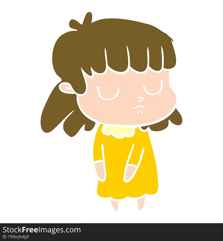 flat color style cartoon indifferent woman