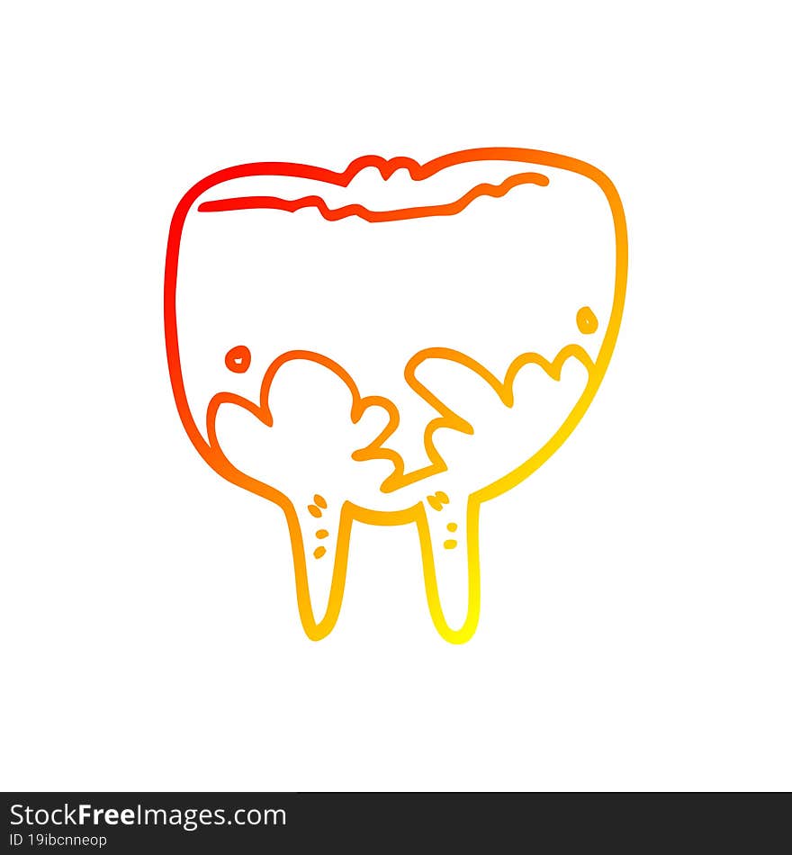 warm gradient line drawing cartoon tooth