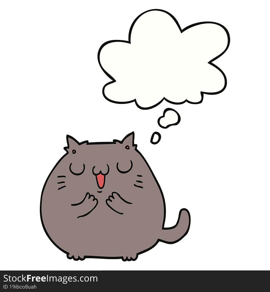 happy cartoon cat with thought bubble. happy cartoon cat with thought bubble