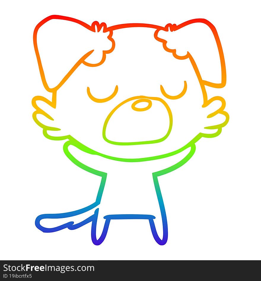 Rainbow Gradient Line Drawing Cartoon Dog