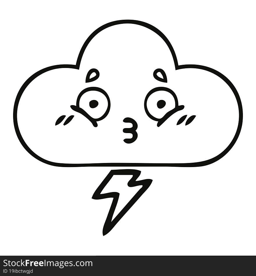 line drawing cartoon of a storm cloud