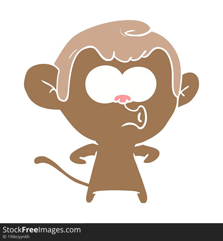 flat color style cartoon hooting monkey