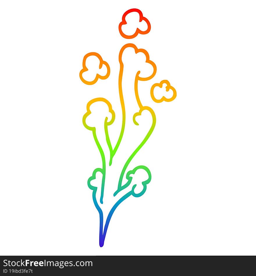 Rainbow Gradient Line Drawing Cartoon Whooshing Cloud