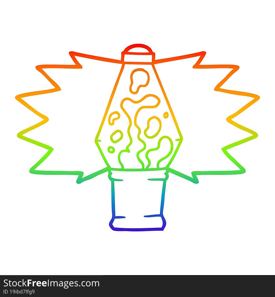 rainbow gradient line drawing of a cartoon lava lamp