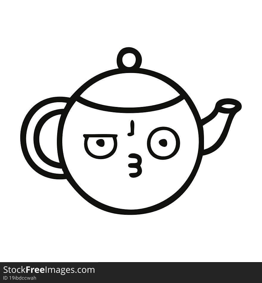 line drawing cartoon tea pot