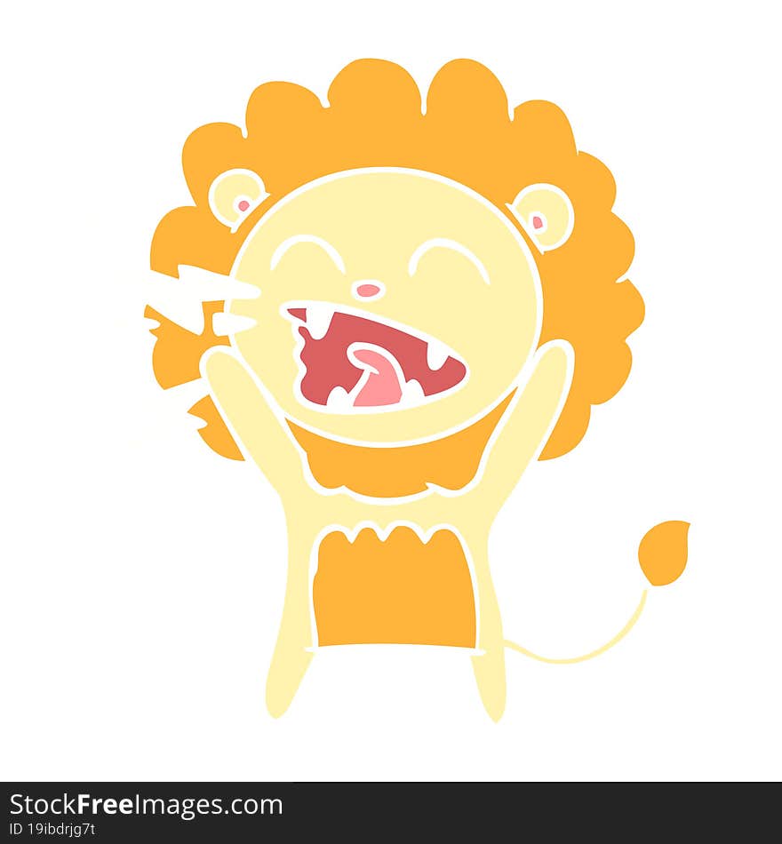 Flat Color Style Cartoon Roaring Lion