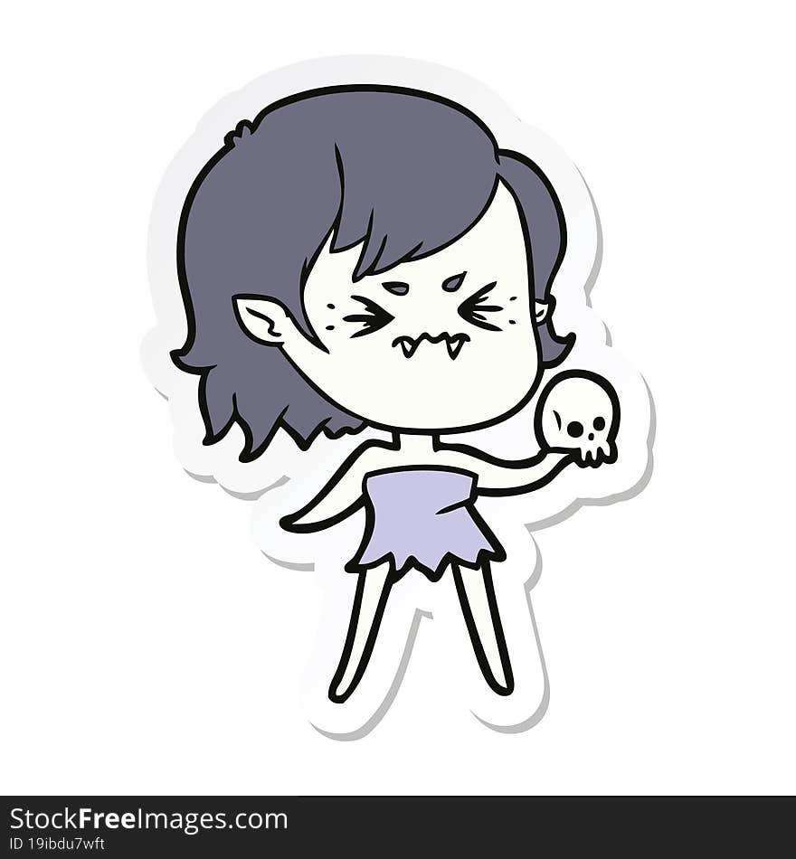 Sticker Of A Annoyed Cartoon Vampire Girl