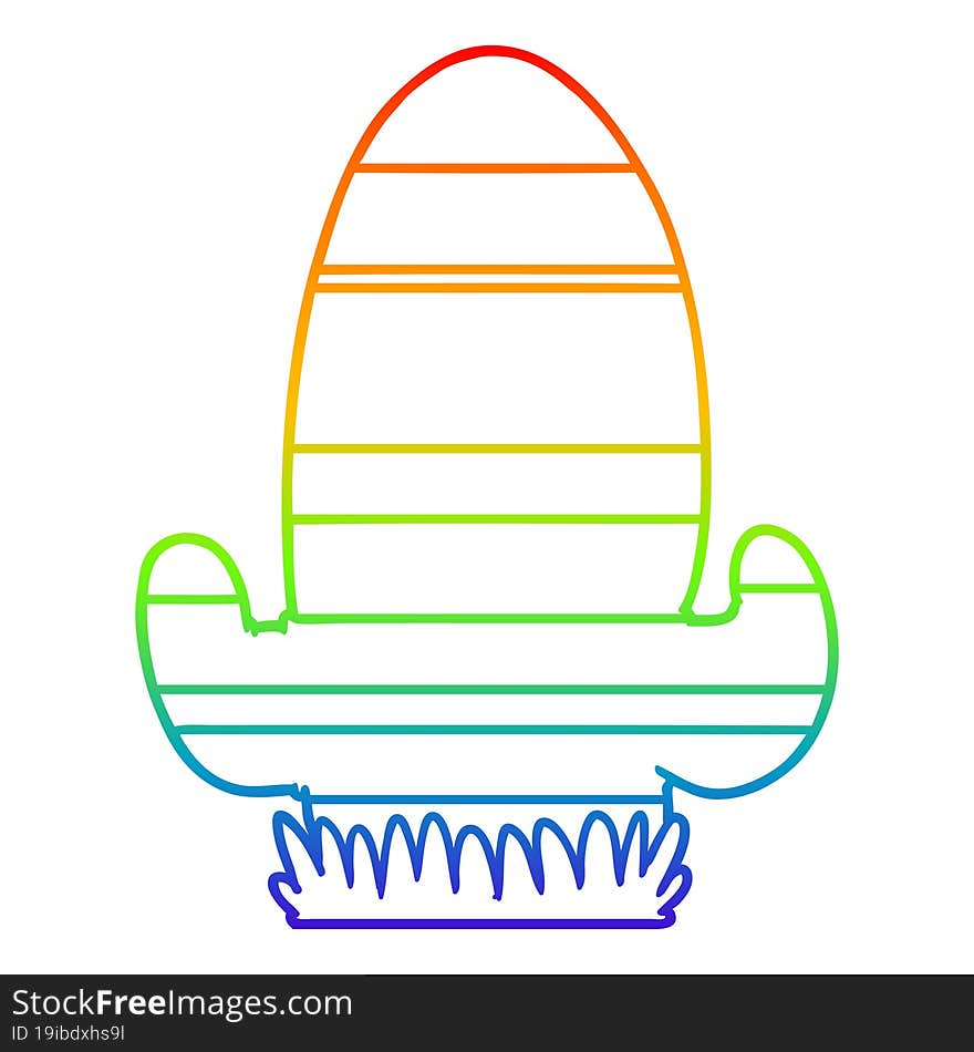 Rainbow Gradient Line Drawing Cartoon Cactus