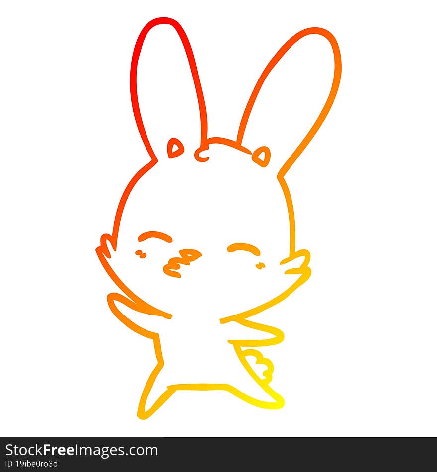 warm gradient line drawing curious waving bunny cartoon