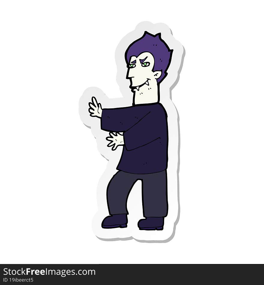 Sticker Of A Cartoon Vampire