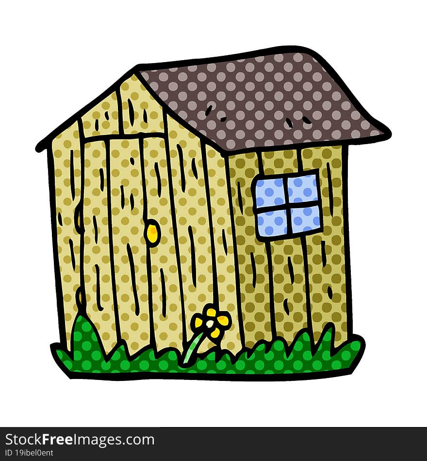 Cartoon Doodle Wooden Shed