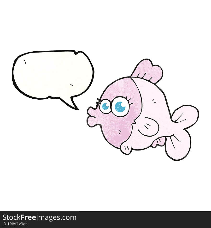 funny freehand speech bubble textured cartoon fish with big pretty eyes