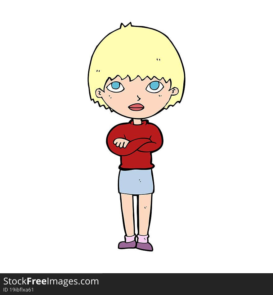 cartoon woman with crossed arms