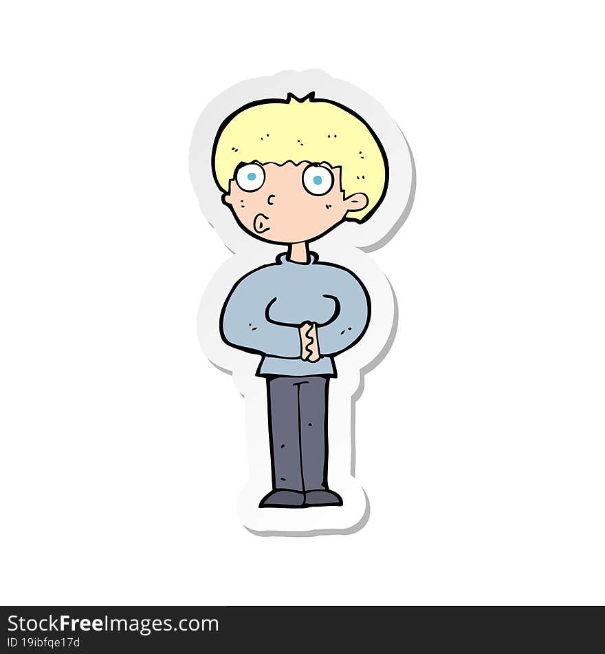 sticker of a cartoon curious man