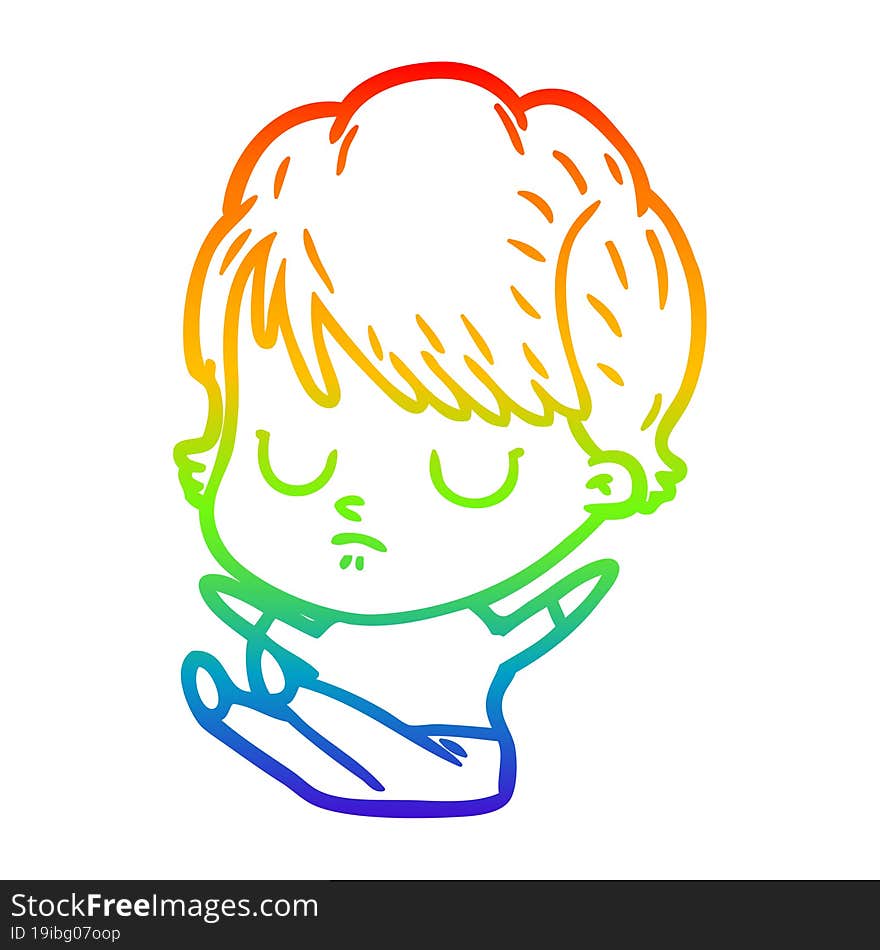 rainbow gradient line drawing of a cartoon woman