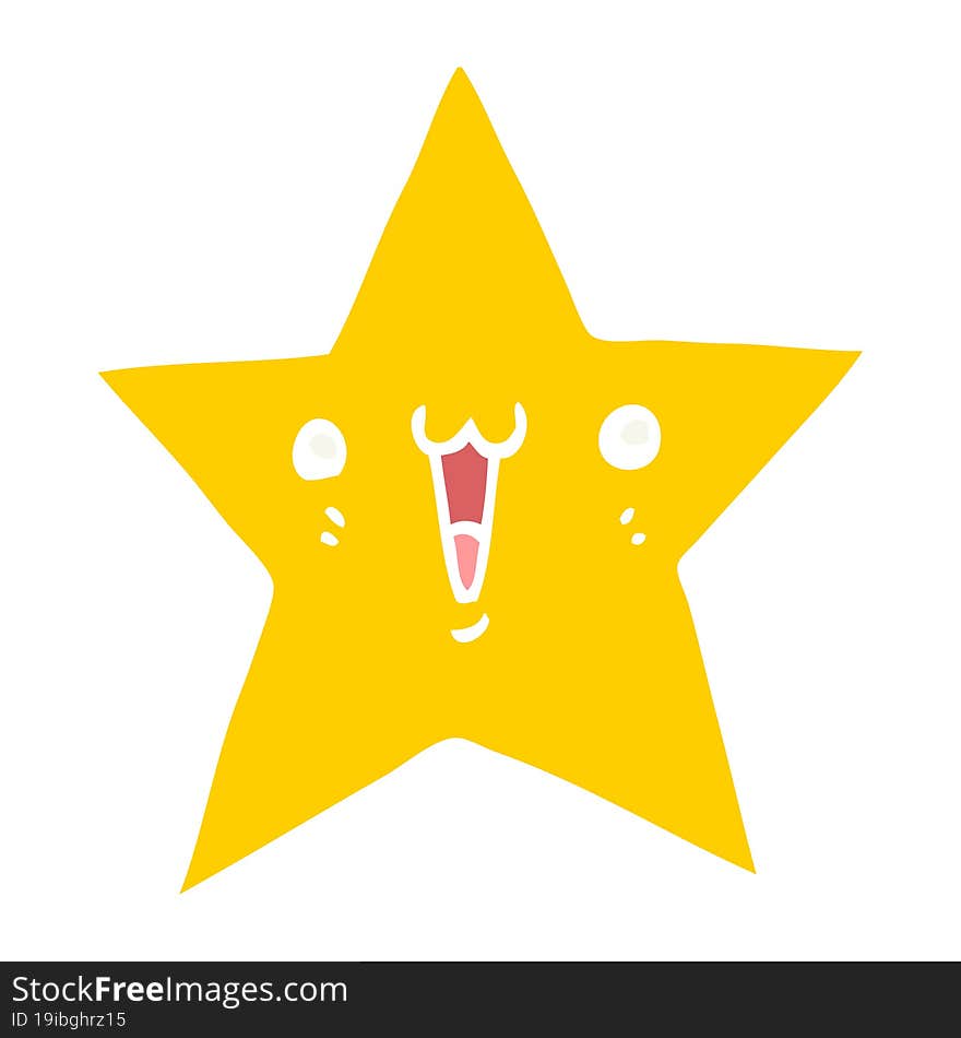 Happy Flat Color Style Cartoon Star