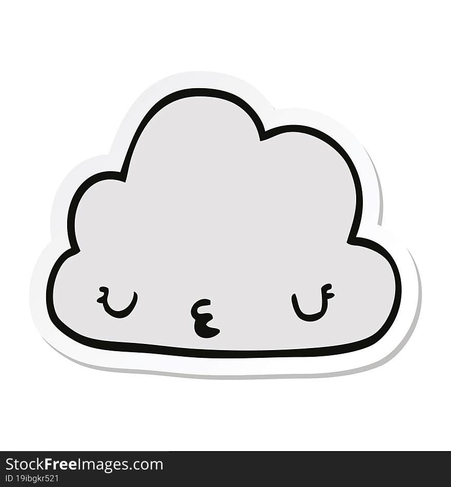 sticker of a cute cartoon cloud