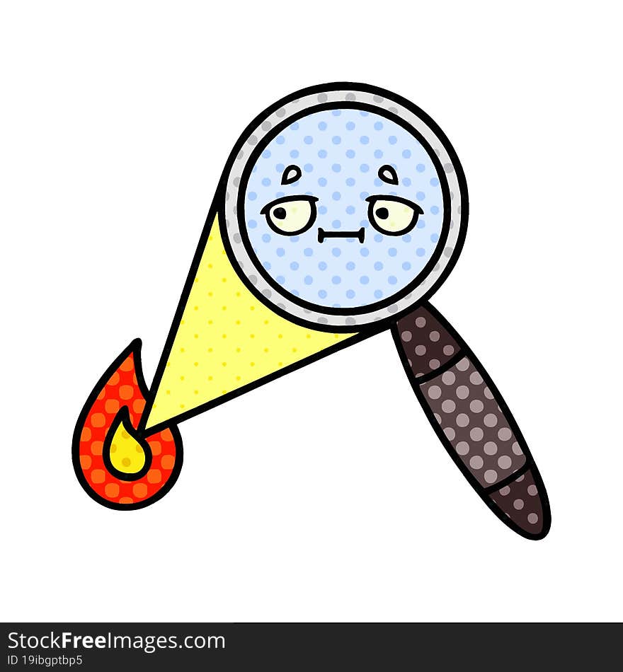 comic book style cartoon magnifying glass