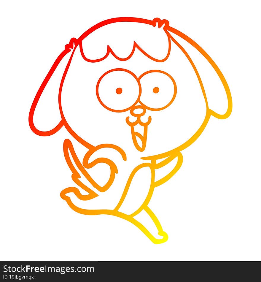 Warm Gradient Line Drawing Cute Cartoon Dog